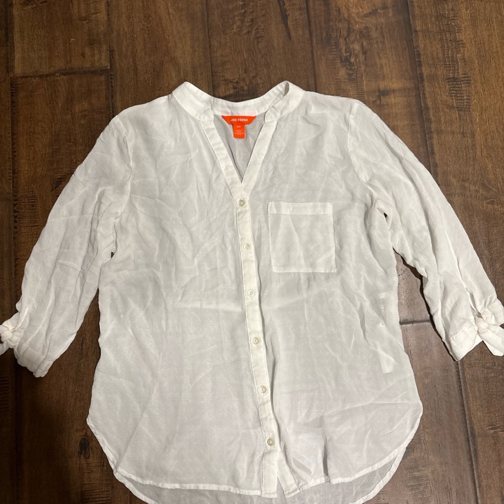 Joe Fresh White Button-Up Blouse - Picture 2 of 5